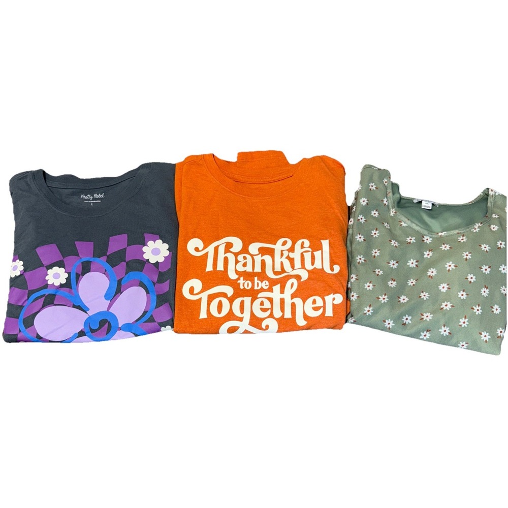 Lot (3) Girls Large Shirts Fall Pretty Rebel Cat&Jack Love Fire‎